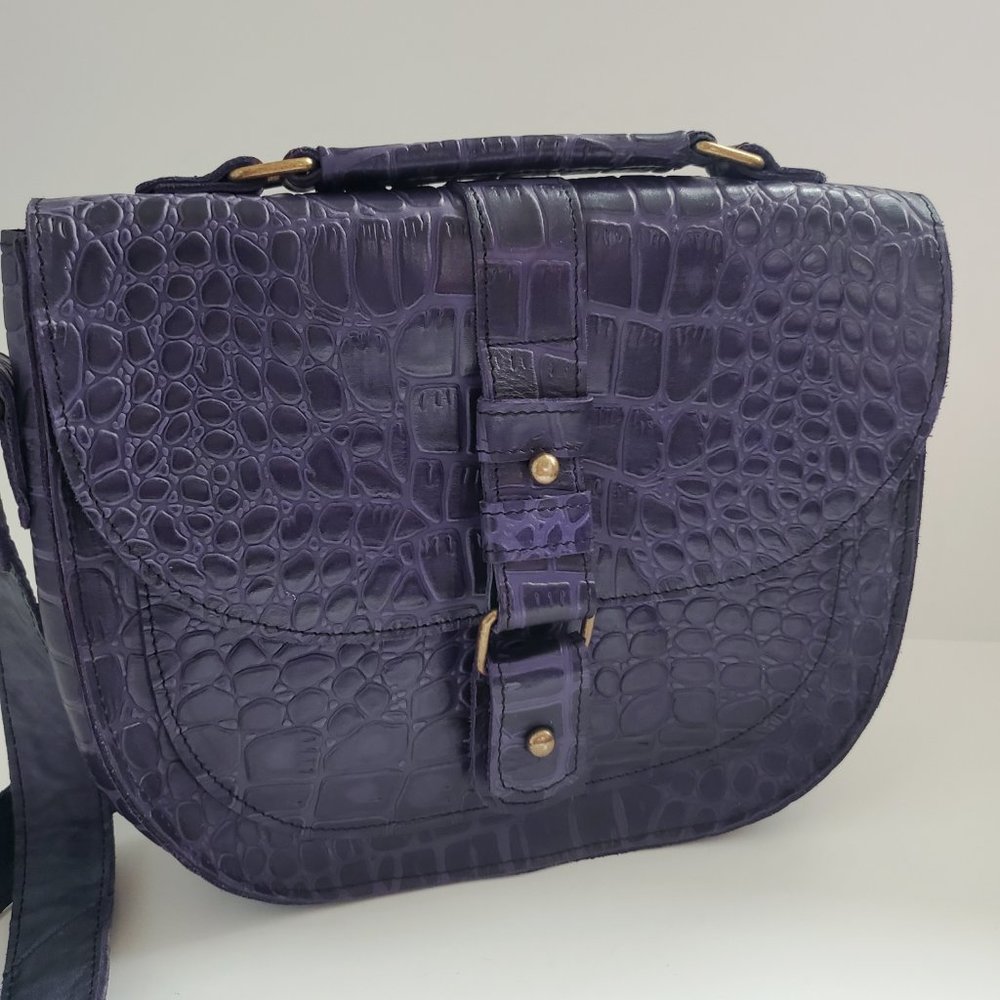Chic Purple Crocodile-Embossed Women's Bag